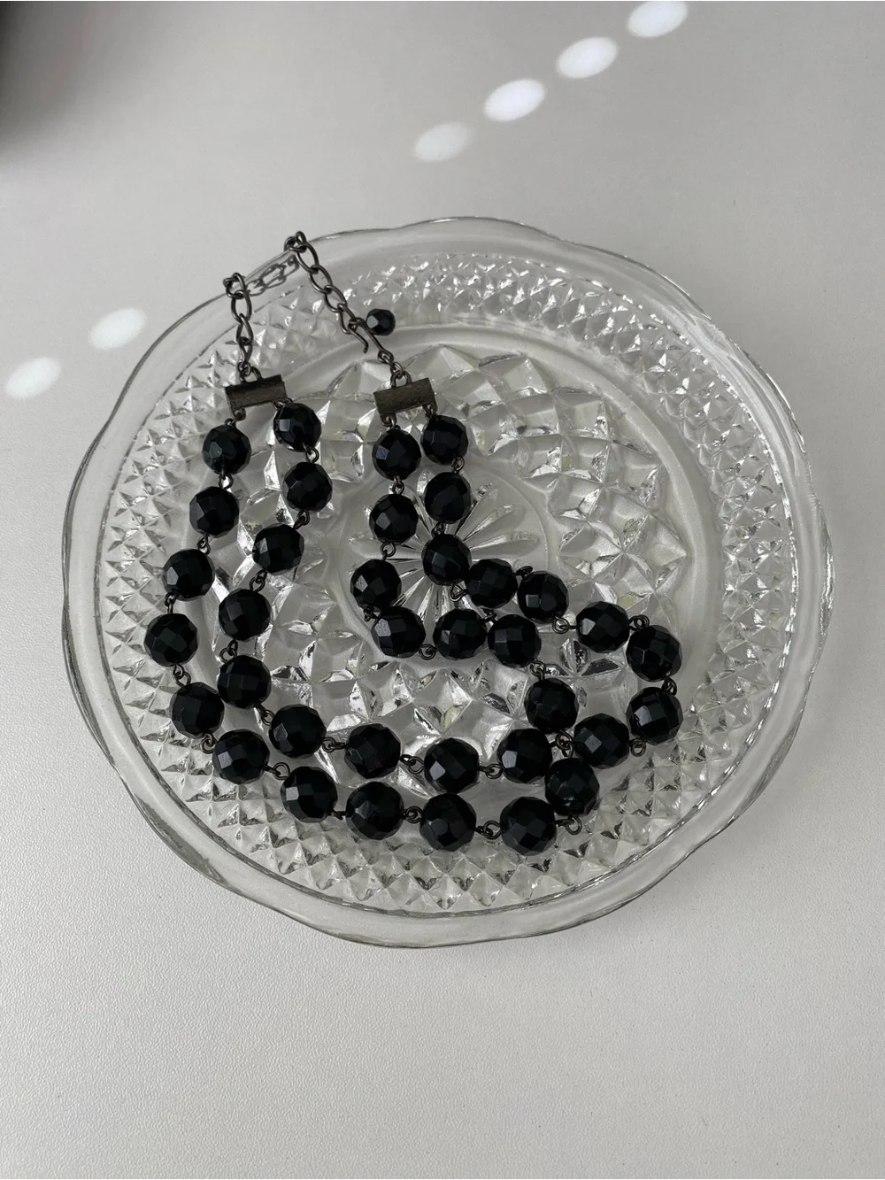Black Faceted Bead Choker Necklace - Women Jewelry
